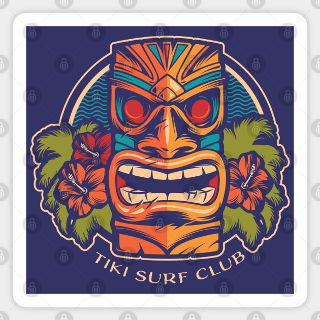 Tropical Tiki Surf Club Sticker by wickedpretty